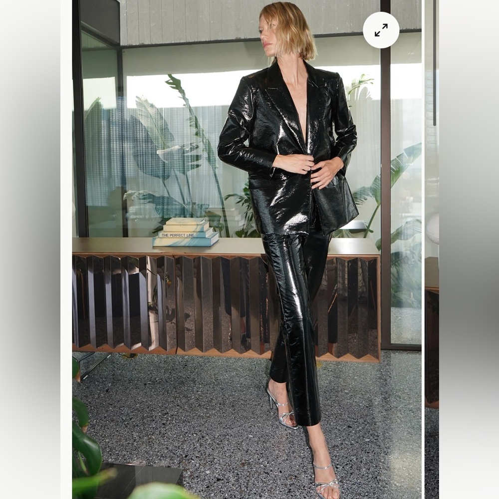 LNA Nya Crinkle Patent Pants- Glossy Black